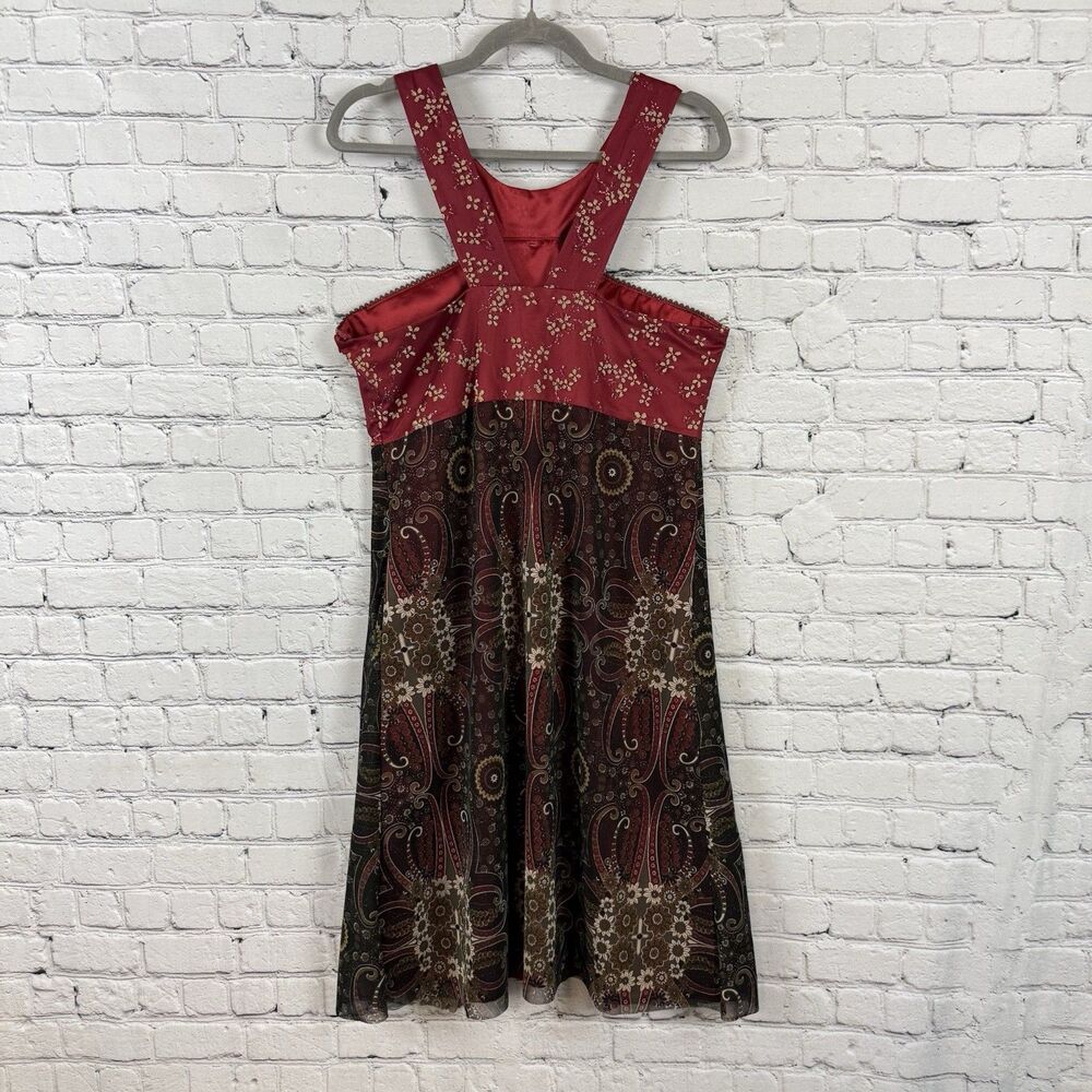 VTG Anac by Kimi Paisley Halter Cocktail Dress XL Mesh Whimsical Fairycore Y2K - Picture 10 of 15